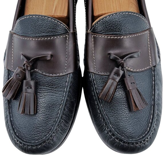 Cole Haan Men's 10D Black Brown Pebble Leather Pinch Tassel Loafers Dress Shoes - Picture 2 of 12